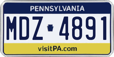 PA license plate MDZ4891