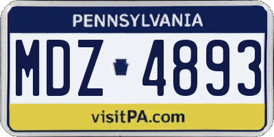 PA license plate MDZ4893