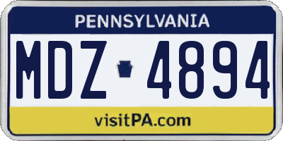 PA license plate MDZ4894
