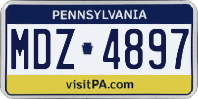 PA license plate MDZ4897