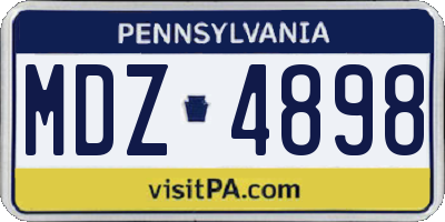 PA license plate MDZ4898