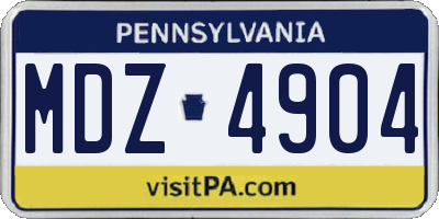 PA license plate MDZ4904