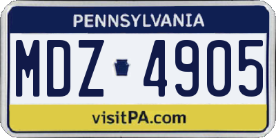 PA license plate MDZ4905