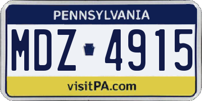 PA license plate MDZ4915
