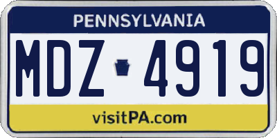 PA license plate MDZ4919