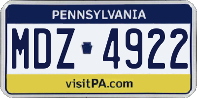 PA license plate MDZ4922