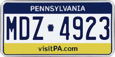 PA license plate MDZ4923