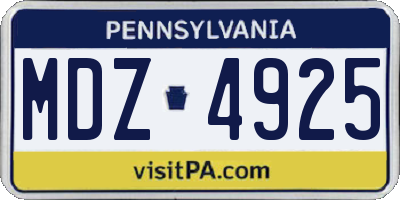 PA license plate MDZ4925