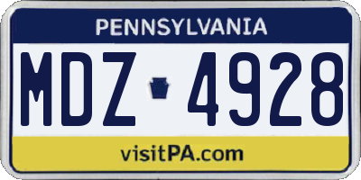 PA license plate MDZ4928