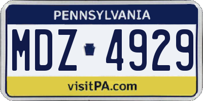 PA license plate MDZ4929