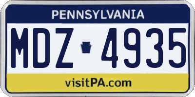 PA license plate MDZ4935