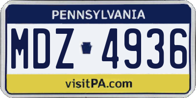 PA license plate MDZ4936