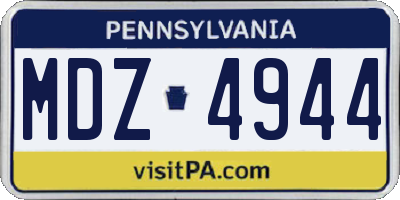 PA license plate MDZ4944