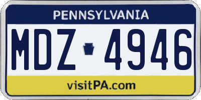 PA license plate MDZ4946