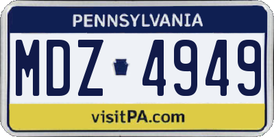 PA license plate MDZ4949
