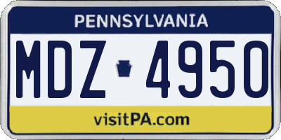 PA license plate MDZ4950