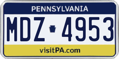 PA license plate MDZ4953
