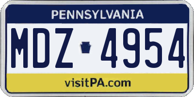 PA license plate MDZ4954