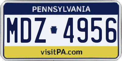 PA license plate MDZ4956