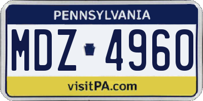PA license plate MDZ4960
