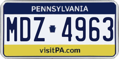 PA license plate MDZ4963