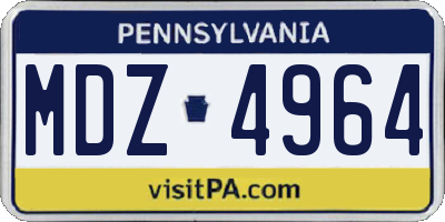 PA license plate MDZ4964