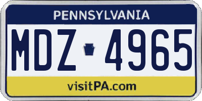 PA license plate MDZ4965