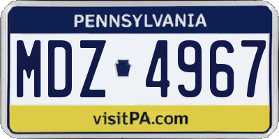 PA license plate MDZ4967