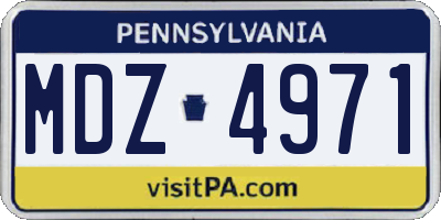 PA license plate MDZ4971