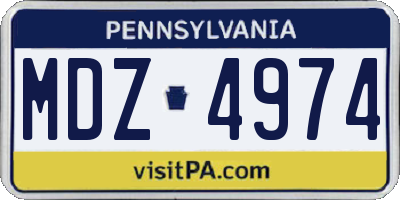 PA license plate MDZ4974