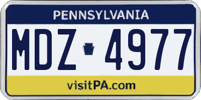 PA license plate MDZ4977