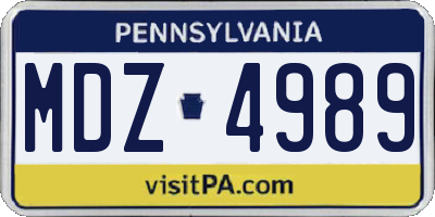 PA license plate MDZ4989