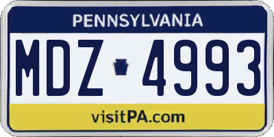 PA license plate MDZ4993