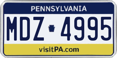 PA license plate MDZ4995