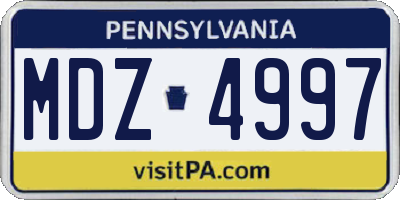 PA license plate MDZ4997