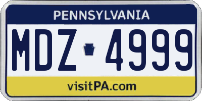 PA license plate MDZ4999