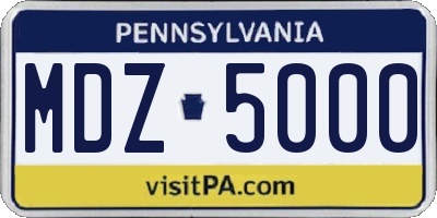 PA license plate MDZ5000