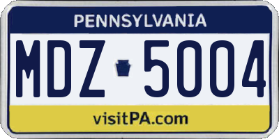 PA license plate MDZ5004