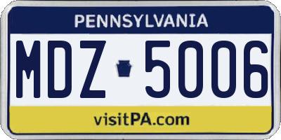 PA license plate MDZ5006