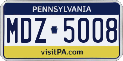 PA license plate MDZ5008