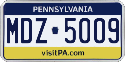 PA license plate MDZ5009