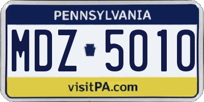 PA license plate MDZ5010