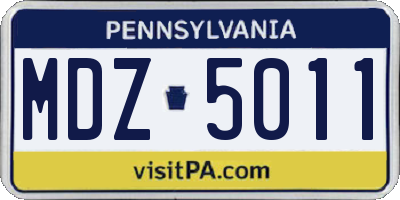 PA license plate MDZ5011