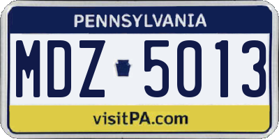 PA license plate MDZ5013
