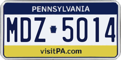 PA license plate MDZ5014