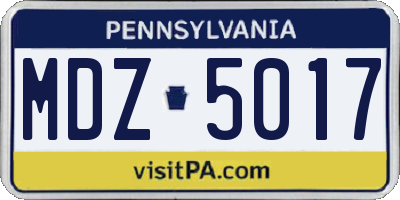 PA license plate MDZ5017
