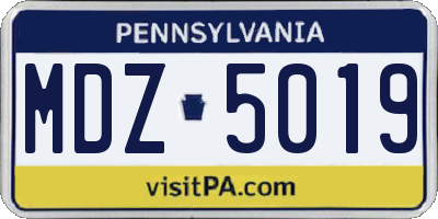 PA license plate MDZ5019