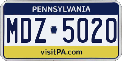 PA license plate MDZ5020