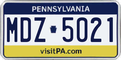 PA license plate MDZ5021