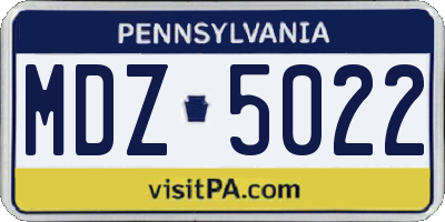 PA license plate MDZ5022